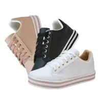 Kit 03 Pares Tênis Casual Amorelle Nude/Preto/Branco em oferta na Dafiti