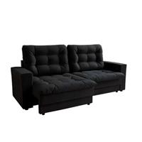 Imagem da promoção Sofá 3 Lugares Retrátil Lubeck Plush Suede Preto - Mobly