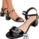 Sandália Via Uno Salto Grosso Baixo Verniz Feminina - Preto em oferta