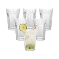 Jogo de Copos de Vidro Transparente 380ml 6 Peças Casambiente Flowers em oferta na Magazine Luiza