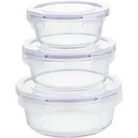 Conjunto de Potes de Vidro Redondo 3 Peças Refratário Hermético 320ml / 500ml / 800ml - La Cuisine em oferta na ShopTime