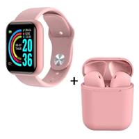 Imagem da promoção Kit Relogio Smartwatch Inteligente Y68 D20 Pro + Fone inPods 12 Bluetooth - Rosa - Smart Bracelet