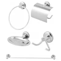 Kit Acessórios P/ Banheiro Aço Inox 5 Peças Hidrolar - Bruno Acabamentos em oferta na Magazine Luiza