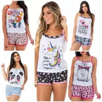 Kit 5 Baby Doll Camiseta e Short com Elástico 5 Dudinha - Silvest Lingerie em oferta na Magazine Luiza