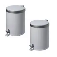 Kit 2 Lixeiras Branca 5 Lts Aro Cinza Pedal Banheiro Cozinha - VIEL em oferta na Magazine Luiza