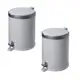 Kit 2 Lixeiras Branca 5 Lts Aro Cinza Pedal Banheiro Cozinha - VIEL em oferta