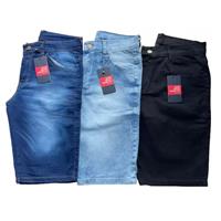 Imagem da promoção Kit 3 Bermudas Jeans Masculina Lycra Elastano - Jeans Brasil