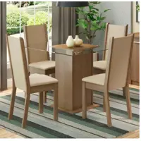 Conjunto Sala de Jantar Madesa Aline Mesa Tampo de Vidro com 4 Cadeiras em oferta na Magazine Luiza