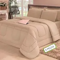 Kit 6 Pçs Edredom Casa Dona Dupla Face Casal Queen com Lençol Bege em oferta na Dafiti