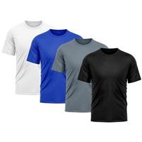 Imagem da promoção Kit 4 Camisetas Masculina Dry Fit Proteção Solar UV Básica Lisa Treino Academia Ciclismo Camisa