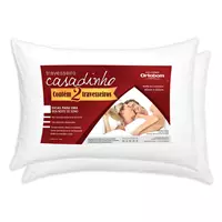 Imagem da promoção Travesseiro Ortobom Casadinho Fibra de Poliéster Siliconizada 45 x 65 cm Branco – 2 Peças