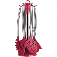 Imagem da promoção Kit Utensílios Euro Home 7 peças Silicone com Cabo Inox VERMELHO