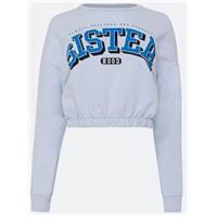 Imagem da promoção Blusão Cropped Em Moletom Com Lettering Sister Azul