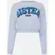 Blusão Cropped Em Moletom Com Lettering Sister Azul em oferta