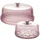 Kit porta bolo/boleira baixa e porta queijo/queijeira rosa Plasutil em oferta