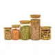 Kit 5 Potes de Vidro Hermético com Tampa de Bambu - Oikos em oferta