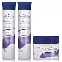 Imagem da promoção Kit Cabelos Danificados Shine Blue Shampoo Cond Máscara