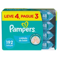 Imagem da promoção Lenço Umedecido Pampers Cuidado de Bebê 4 Pacotes com 48 Unidades Cada