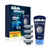 Imagem da promoção Kit Gillette Mach3 Carga para Aparelho 4 unidades + Gillette Creme de Barbear Rosto e Corpo 150mL