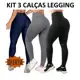 Kit 3 Calças Legging Feminina Dia a Dia Academia Treino em oferta