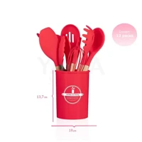 Imagem da promoção Jogo 12 Peças Utensílios Silicone Colher Espátula Vermelho - 4you