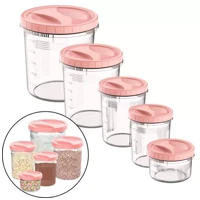 Imagem da promoção Kit 5 Potes De Mantimentos Plástico Com Tampa Porta Alimentos - Uninjet