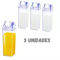 Imagem da promoção Kit 3 Garrafa De Água Suco 500ml Caixa De Leite Acrílico Geladeira Estilo Pack - FWB Importação