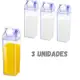 Kit 3 Garrafa De Água Suco 500ml Caixa De Leite Acrílico Geladeira Estilo Pack - FWB Importação em oferta
