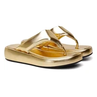 Imagem da promoção Sandália Papete Blogueira Feminina Flat Plataforma Dourada - Migliorini Calçados