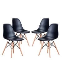Imagem da promoção Conjunto 4 Cadeiras Eames Eiffel com pés de madeira - Preto - Travel Max