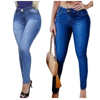 Imagem da promoção Kit 2 Calças Cós Alto Jeans Feminino Com Elastano Até o Umbigo Skinny Veste bem Modelagem Levanta Bu