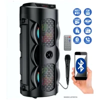 Imagem da promoção Caixa De Som Bluetooth Torre Portátil Fm Mp3 Usb Sd Microfone Controle Bateria Led Rgb Grasep