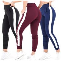 Imagem da promoção Kit 3 Calças Feminina Jogger Listrada Crepe Slm Fit Academia