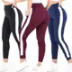 Kit 3 Calças Feminina Jogger Listrada Crepe Slm Fit Academia em oferta