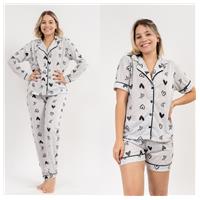 Imagem da promoção Kit 2 Pijamas Feminino Adulto Americano Curto e Longo