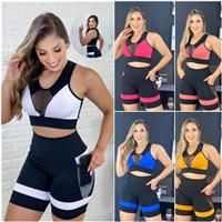 Imagem da promoção Conjunto Fitness feminino Academia Short+ Top