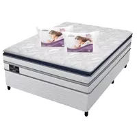 Imagem da promoção Cama Box Casal (Box + Colchão) Gazin de Mola - Ensacada 59cm de Altura + 2 Travesseiros Ortobom