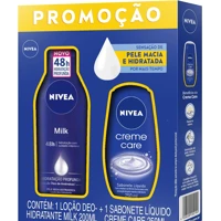 Imagem da promoção NIVEA Kit Loção Hidratante Milk Pele Seca a Extrasseca 200ml + Sabonete Líquido Creme Care 250ml-emb