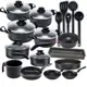 kit Jogo de panelas 18 peças Antiaderente Teflon Com Tampa de Vidro Conjunto em oferta