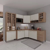 Imagem da promoção Cozinha Modulada Completa Fidelitá Paris 7 Peças 410cm 16 Portas 3 Gavetas Com Tampo Nogal/Salinas