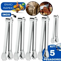 Imagem da promoção Kit 5 Pegador De Gelo Frutas Alimentos Bar Drinks Carnes Churrascaria Multiuso Aço Inox