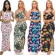 Vestido Alcinha Floral Longo Verão Moderno Canelado Fenda Lateral em oferta