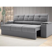 Imagem da promoção Sofá com Porta Copos Retrátil e Reclinável Tom 2,05m Velosuede - NETSOFAS