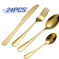Imagem da promoção 24 Peças Jogo De Faca Garfo Colher De Mesa Usado Em Restaurantes E Cozinhas Promoção