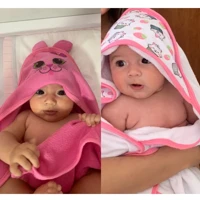 Imagem da promoção Kit 2 unidades - Toalhas com Capuz e Orelhinha infantil para bebê recém nascido tecido felpudo