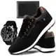 Tenis Sapatenis Conforto Casual Masculino Social Com Relógio + Carteira em oferta