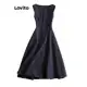 Lovito Vestido elegante com costura em tecido liso para mulheres em oferta