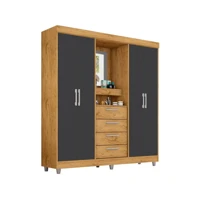 Imagem da promoção Guarda-roupa Casal com Espelho 4 Portas 4 Gavetas - Araplac Pequim