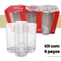 Imagem da promoção Jogo De Copos Em Vidro Kit 6 Peças Cozinha Para Água Suco Drink refrigerante 240ml Mesa Posta