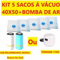 Imagem da promoção Conjunto 5 Sacos Com A Bomba Recarregável Bivolt Ou Elétrica 110v Diversos Tamanhos De Sacos Válvula